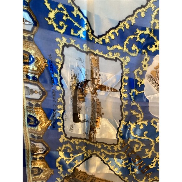 Italy landmarks scarf 40x40” blue/gold - Picture 10 of 11